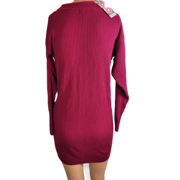 Boohoo Petitete Knitted Rib Roll Jumper Jumper Dress Berry - Picture 11 of 11